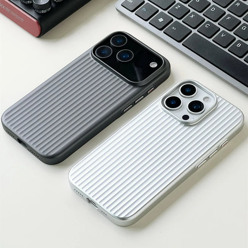 Electroplated 3D Stripes MagSafe Case – iPhone 17/16/15/14 Pro Max, Matte Hard PC Magnetic Cover. This page is ready